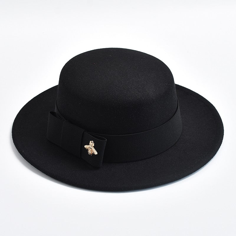 Fedora Hat for Women Fashion Formal Wedding Decorate Church Cap Flat Top Bow Party Jazz Hat Chapeau Femme