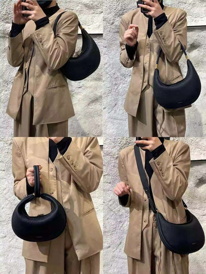 Songmont Crescent Bag Genuine Leather Mini For Women Sweet Style Magnetic Closure casual versatile pine crescent bag