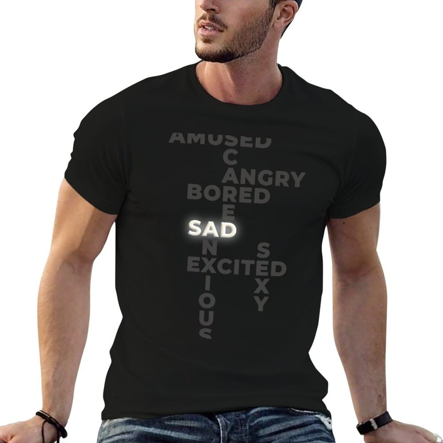 “Sad” - Giggles’ Mood Shirt (Black) - Westworld Season 3 T-Shirt t shirt man plain cotton t shirts man 100% T-Shirt