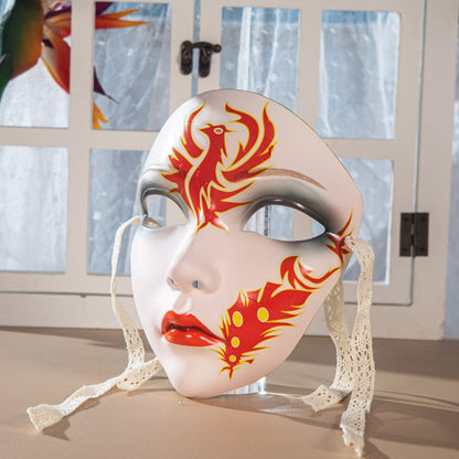 Beautiful Woman Mask Full Face Chinese Ancient Style DIY Hand-painted Decor for Masquerade Party Props Hanfu Costume Accessories