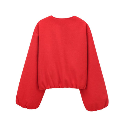 MUJER Black Bomber Jackets for Women Zipper Varsity Jackets Women Soft Cropped Jackets Woman 2025 Long Sleeve Winter Coat Female