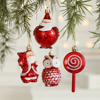 2PCS Red&white Christmas Hanging Decoration Plastic Santa Clause Xmas Ornament Ball Festival Camera Owl Xmas Baubles