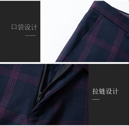 Men's Spring Autumn Wedding Suit 2024 Three-Piece Set Slim Fit Checkered British Style with Waistcoat And Trousers