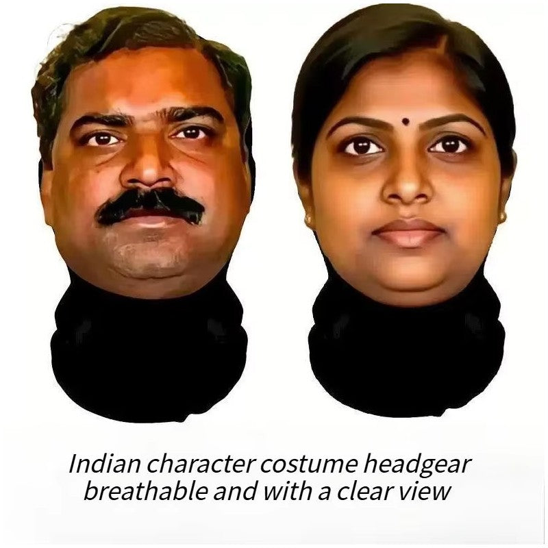 Indian-style party realistic mask headgear, abstract and funny cosplay mask, essential equipment for going out for cycling
