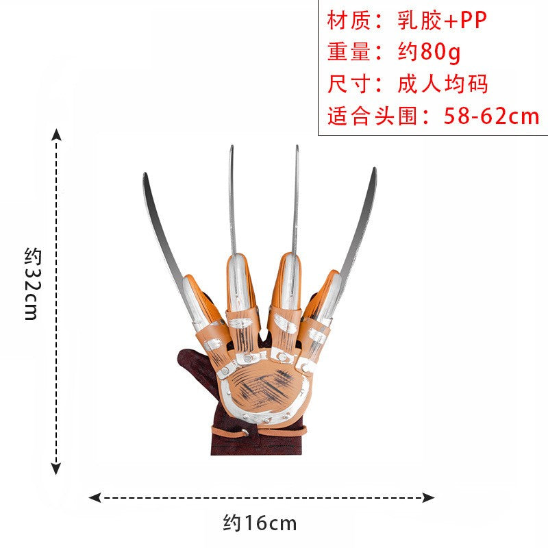 Freddy Cosplay Costume Adult Sweater Red Striped Knitting Top Coat Hat Fnaf Mask Halloween Carnival Party Costume for Men