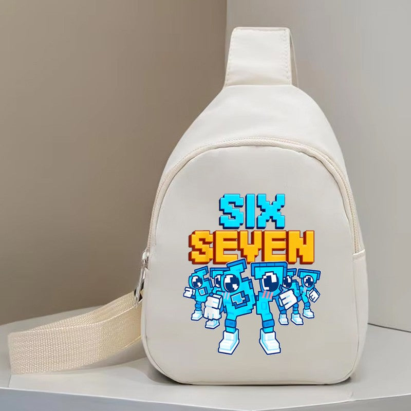 Children Chest Bag Six Seven Italian Brainrot Kids Bag for Girl Boy Daily Travel Purse Cartoon 6 7 Memes Long Strap Shoulder Bag