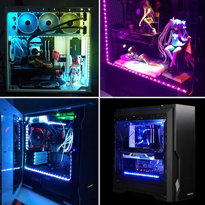 Addressable Rainbow PC Digital WS2812b LED Strip Light for 5V 3pin ARGB Header PC Case Asus Aura Sync RGBIC Fusion MSI Mystic