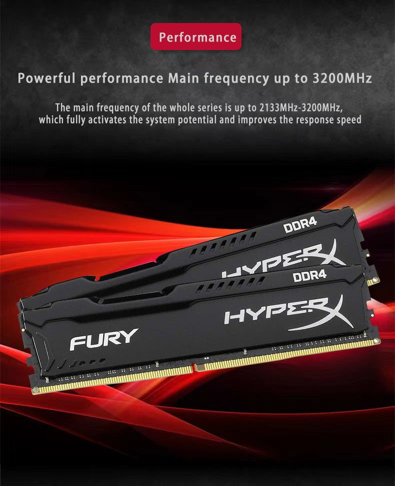 HyperX Fury 8GB 16GB 32GB DDR4 3600MHz 3200MHz 2666MHz 2400MHz 2133MHz DRAM CL18 CL16 1.35V DIMM 288pin