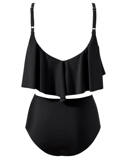 Women Tankini Ruffle High Waisted Swimsuits Tummy Control Bathing Suits Swimwear Beachwear Padded XXL Size Bikini Set Female