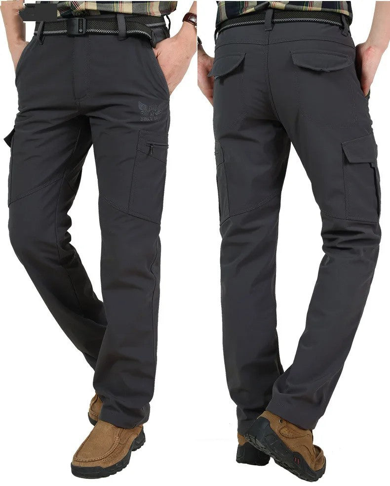 Men's Winter Fleece Tactical Pants Warm Cargo Pant Hunting SoftShell Work Trousers Shark Skin Thick Warm Waterproof Pants M-4XL