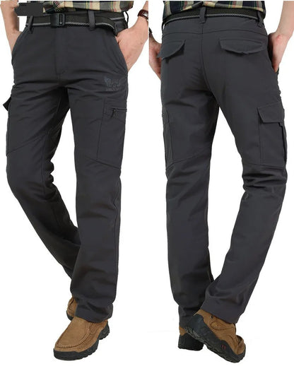 Men's Winter Fleece Tactical Pants Warm Cargo Pant Hunting SoftShell Work Trousers Shark Skin Thick Warm Waterproof Pants M-4XL