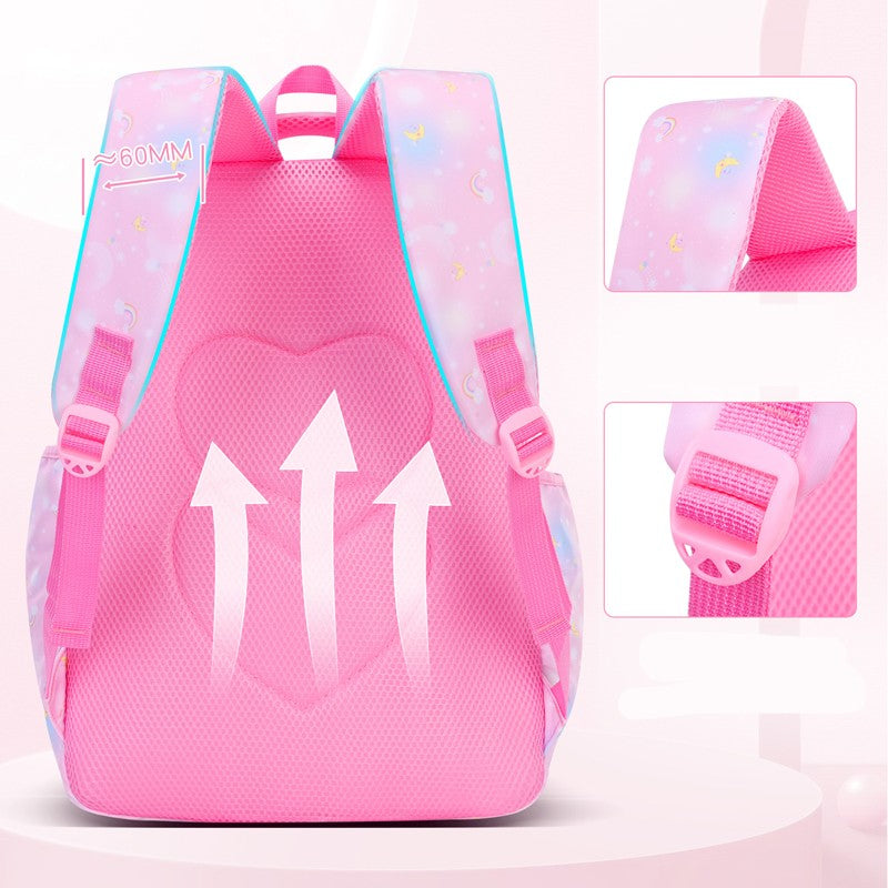 Fashion Moon Rainbow Girl School Bag Children Kid Backpack Cute Waterproof Large Capacity Gradient Pink Teenage Travel Backpack