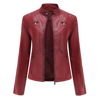 Lavender Purple Women's Long Sleeve PU Jacket, Fashion Motorcycle Leather Jackets, Red Coat, Black Outerwear.