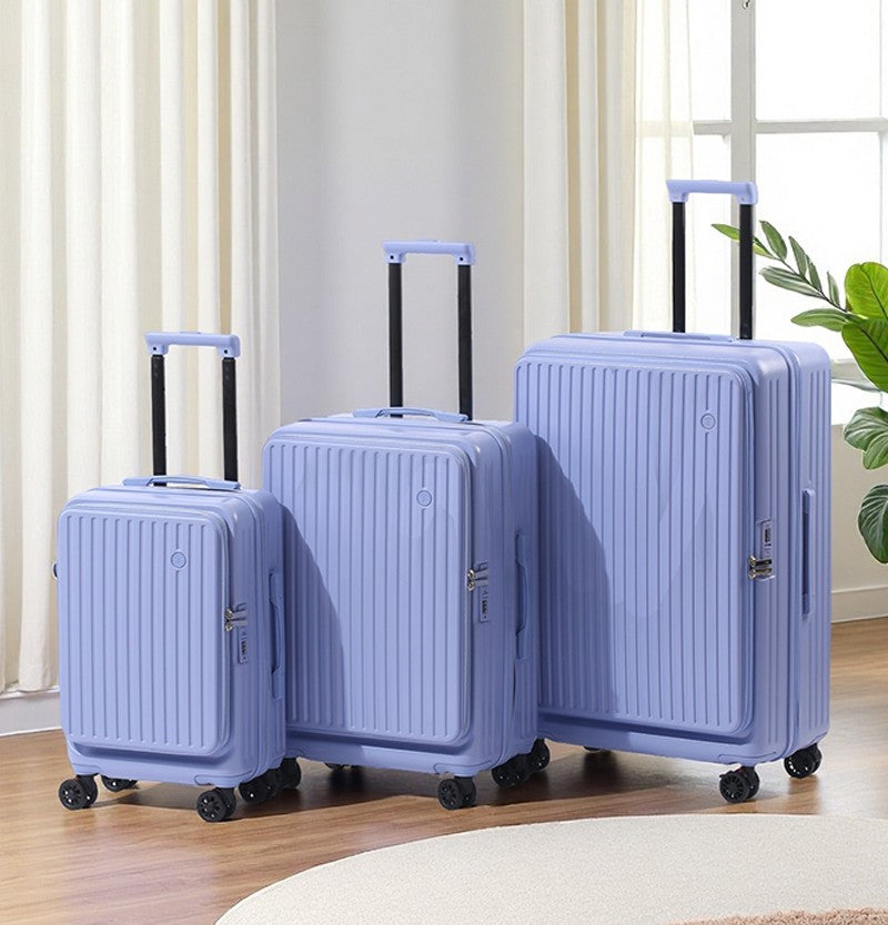 Large Capacity Expandable Suitcase Multi-Function Side Opening Luggage Boarding Case Cup Holder Shock-Absorbing Brake Wheels