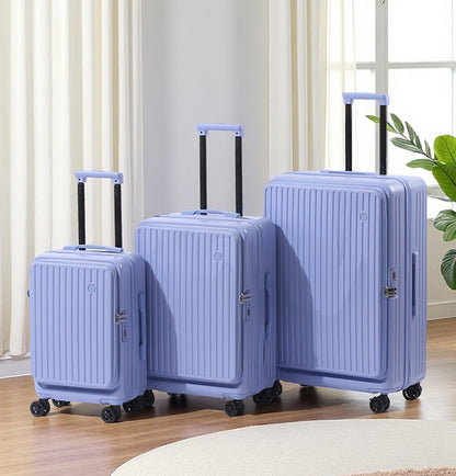 Large Capacity Expandable Suitcase Multi-Function Side Opening Luggage Boarding Case Cup Holder Shock-Absorbing Brake Wheels