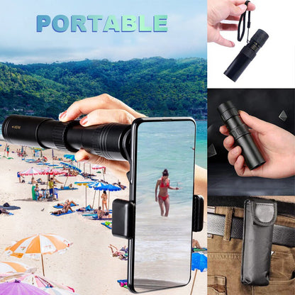 Telescópio com Zoom 10-300x40 HD 4K Binóculos Potentes Portáteis Longo Alcance Monocular Profissional BAK4-Prismático Para Caça e Acampamento