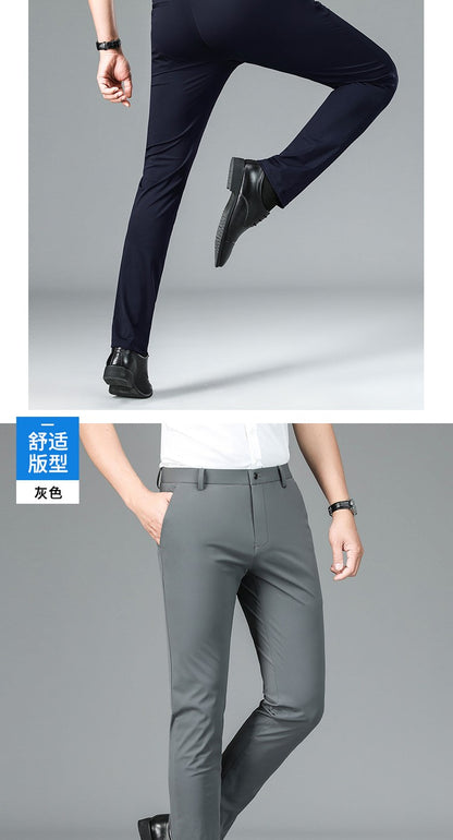 29-40 Men's Summer Pants Thin Straight Stretch Casual Pants with No Trace  khaki man trousers for work Fabric Silky Cool Feeling