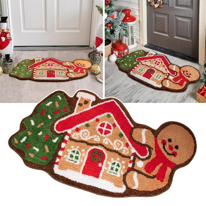 Gingerbread Kitchen Rugs Christmas Doormat Floor Mat With Gingerbread Man Non-Slip Bath Mats Doormats For Indoor Bedroom