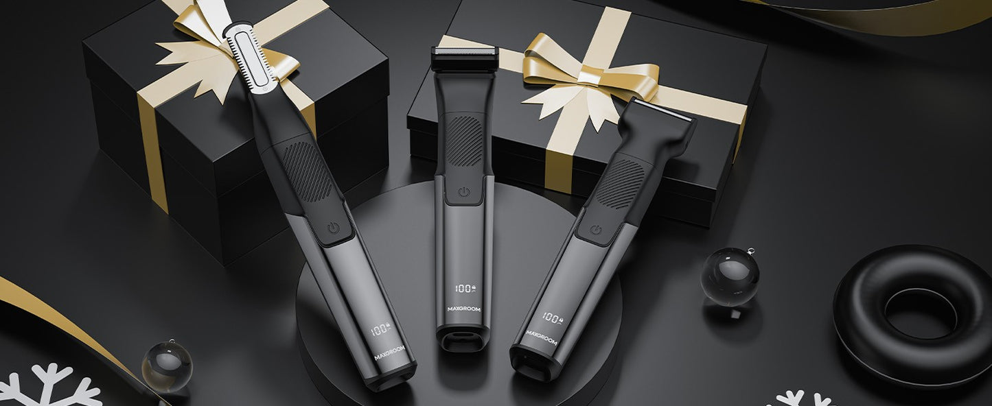 MAXGROOM 3 in 1 Men Bidirectional Body Hair Trimmer Electric Shaver IPX6 Waterproof Double-edged Razor Whole Body Hair Trimmer