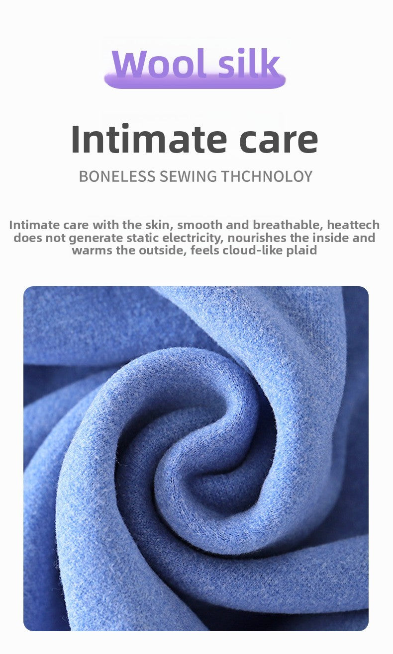 Retro Kids Thermal Underwear Set Wool Silk Dralon Winter Warm Pajamas Boys Girls Homewear Outfit