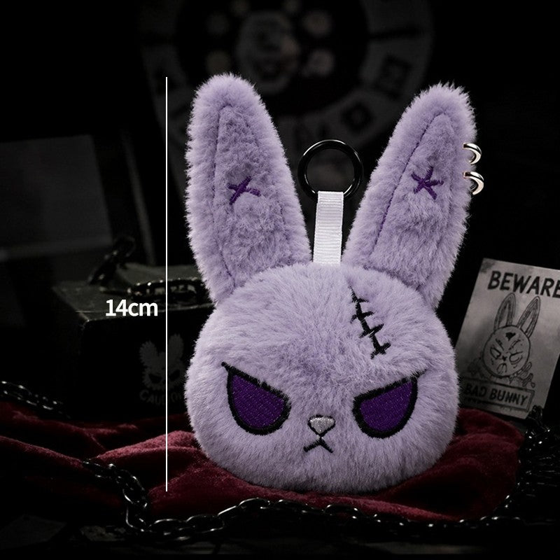 Gothic Bunny Plush Keychain Rabbit Bag Charm Bandage Rabbit Pendant Dark Horror Bunny Doll Keyring Bag Charm Halloween Gifts