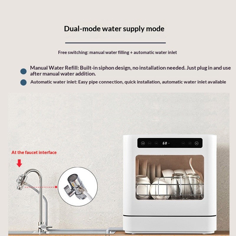 Desktop Household Dishwasher Plastic Intelligent Fully Automatic Disinfecting High Temperature 5 Sets Capacity 800W Electric