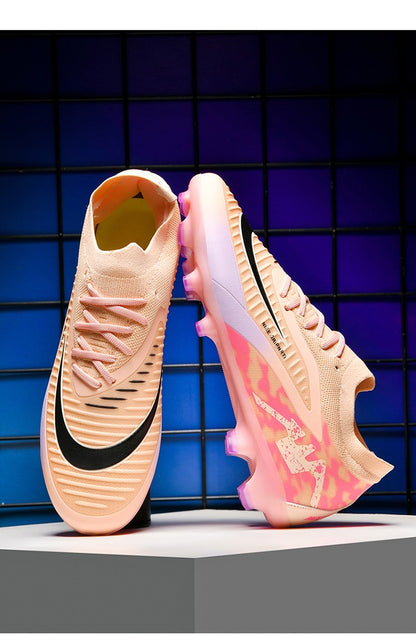New Men's Soccer Shoes High-Top Soccer Cleats Outdoor Breathable Athletic Professional Spikes Youth Boys Football Shoes Unisex