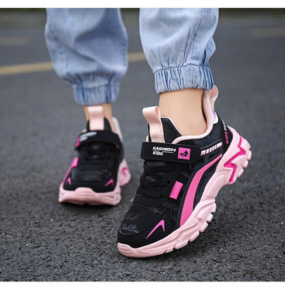 Girls Sneakers Lightweight Athletic Comfortable Shoes with Velcro Closure Kids Non-Slip Casual Walking Running Sports Shoes