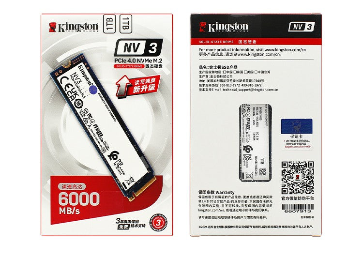 SSD Kingston NV3 500 GB 1 TB 2 TB NVMe PCIe Gen 4.0x4 Unidade de Estado Sólido M.2 2280 SSD Interno Para Desktop Notebook - Até 6000 MB/s