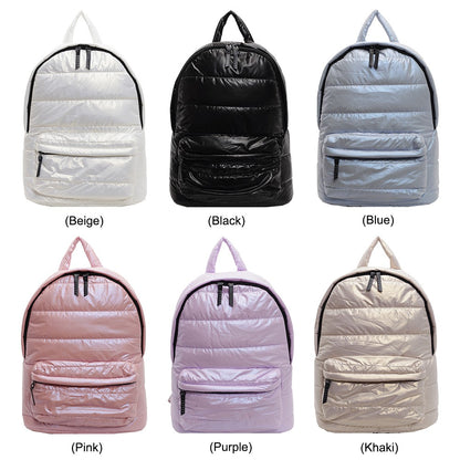 Winter Puffer Students School Bags Large Capacity Down Padded Backpack Solid Color Casual Bookbag Adjustable Strap Teen Rucksack