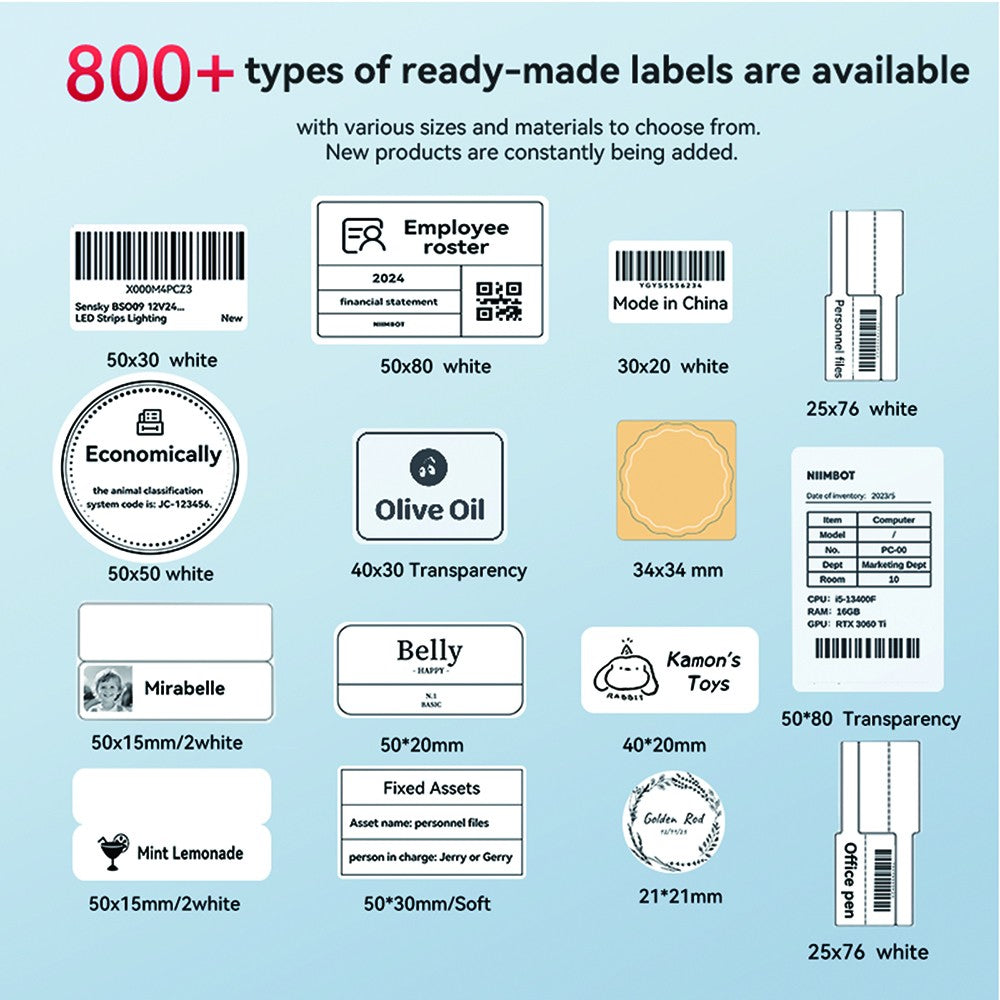 Portable Niimbot B1 Wireless Label Maker Adhesive Sticker Printer Labeling Machine DIY 20-50mm Labels for Office Home