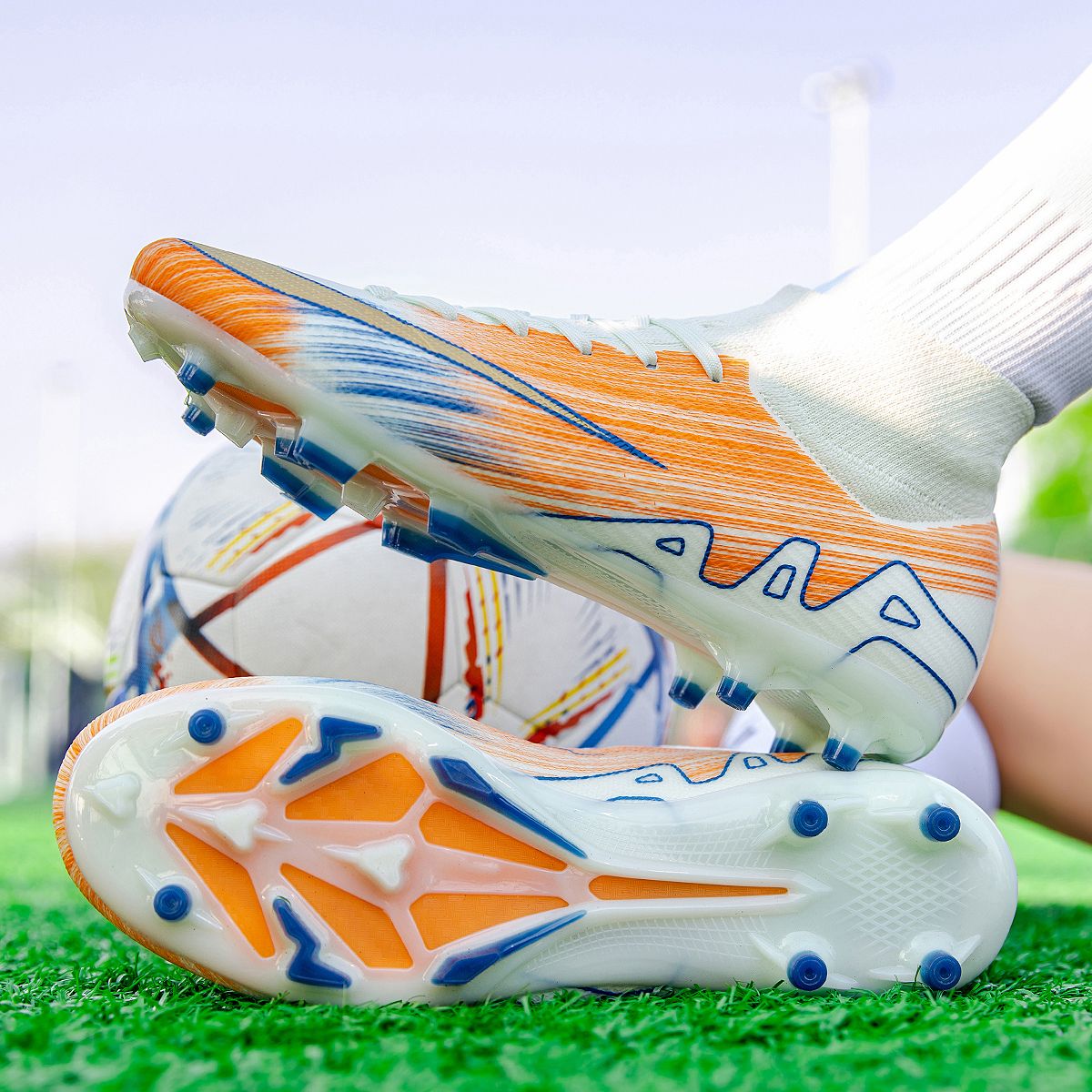 New Men High-top Football Boots Grass Cleats Non-Slip Soccer Shoes Futsal Sneakers High-quality Match Indoor Hot-selling Outdoor