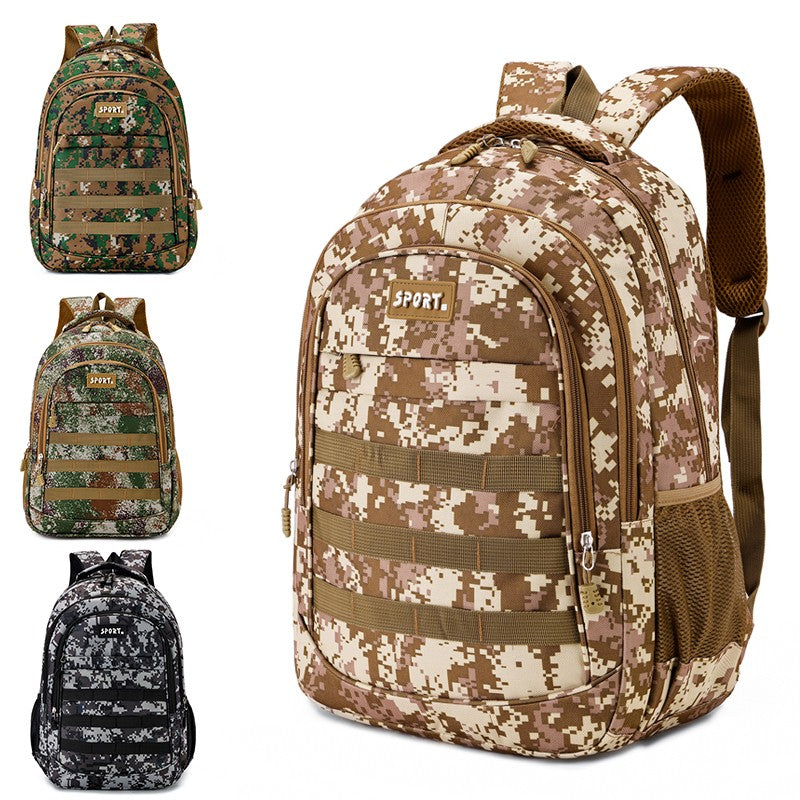Mochila camuflada unissex | bolsa de viagem multi-bolso, adequada para atividades ao ar livre e viagens curtas - mochila de trilha preta