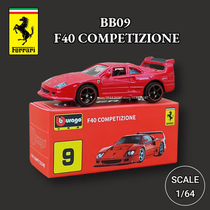 Bburago 1/64 Ferrari Car Miniature Model, BB10 488 GTB Scale Lefarrari F40 F50 F12tdf 458 Spider Diecast Vehicle Replica Toy