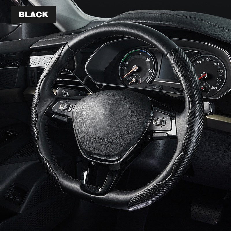 Capa Universal de Volante Antiderrapante de Fibra de Carbono para Carro, Capa Auxiliar de Volante para Carro, Acessórios Antiderrapantes