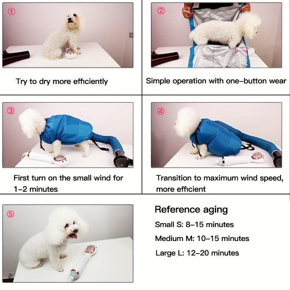 1 saco secador de cabelo portátil dobrável para animais de estimação - Secagem rápida e segura com tecnologia Blow Tech, tosa sem esforço para cães de todos os tamanhos