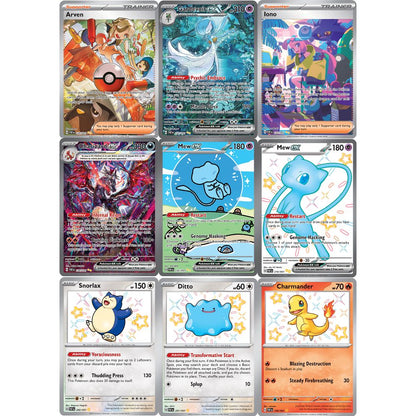 9Pçs Cartas Pokémon SV Destinos de Paldea Mew Charizard Holo foil PTCG Cartas Colecionáveis Iono Gardevoir Card Coleção Ultra Rara Presente