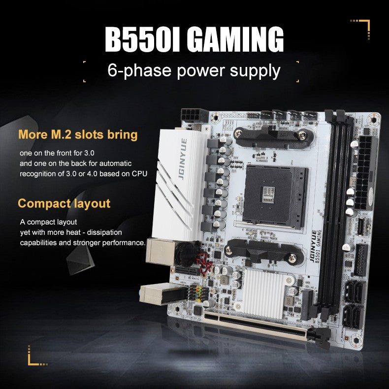 JINGYUE B550I GAMING Motherboard AM4 PCIe 4.0 Dual M.2 DDR4 Mini-ITX for AMD Ryzen 5000 4000 Gaming PC