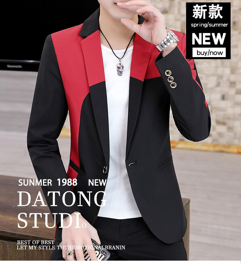 Blazer Men's Fashion Gentleman Business Outdoor Travel Color Matching Wedding Slim-fit Korean Trend Handsome Youth Casual Blazer