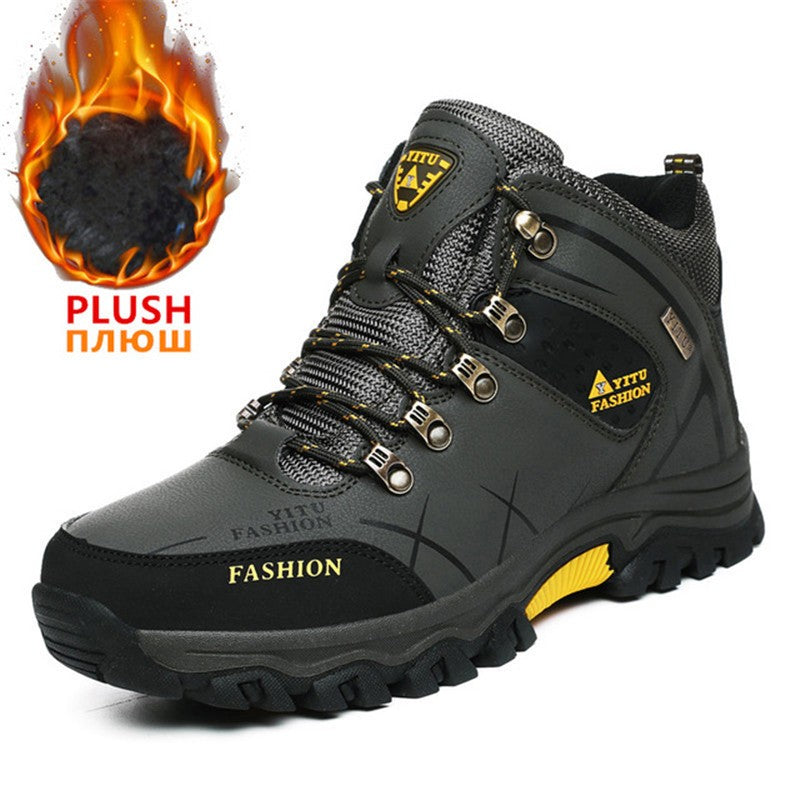 Botas de Neve Masculinas de Inverno Impermeáveis de Couro Tênis Super Quentes Botas Masculinas Botas de Caminhada ao Ar Livre Sapatos de Trabalho Tamanho 39-47
