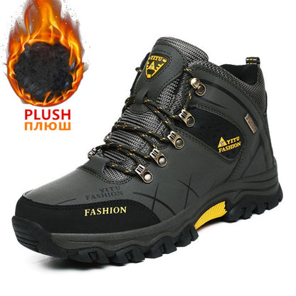Botas de Neve Masculinas de Inverno Impermeáveis de Couro Tênis Super Quentes Botas Masculinas Botas de Caminhada ao Ar Livre Sapatos de Trabalho Tamanho 39-47