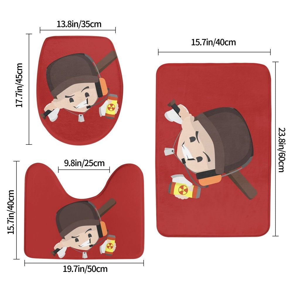Team Fortress 2 TF2 3 Pcs Bath Mat Bathroom Set Toilet Lid Cover Home Decor Non-Slip Carpet Floor Rug
