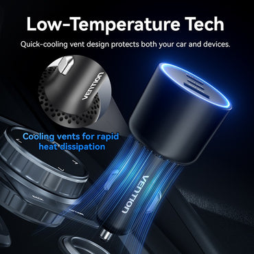 Vention 165W USB C 12V Car Charger 3-Ports PPS PD 45W For Samsung S25 iPhone 17 16 Macbook PD QC3.0 100W Fast Charging Adapter