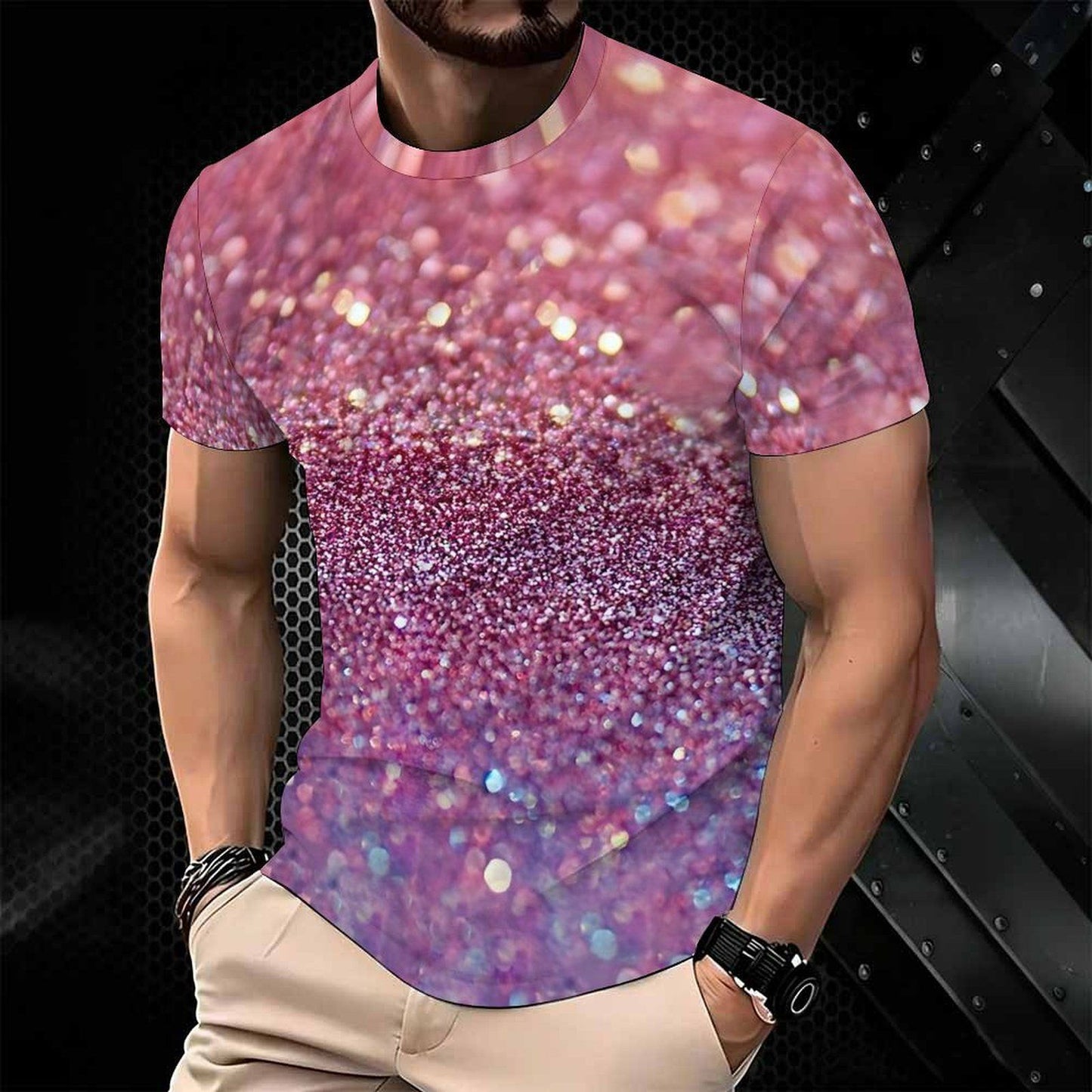 Men Print T Shirt Short Sleeve Crew Neck Casual Summer Fashion Tees Tops For Daily Outdoor Wear