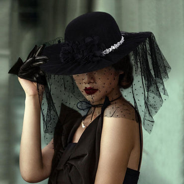 Chapéus Femininos Fascinator de Pena Floral, Chapéu Vintage de Feltro Fedora para Festa de Coquetel e Chá, Chapéu Bucket com Véu para Igreja, Derby e Casamento