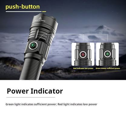 2000LM USB-C Rechargeable LED Flashlight Zoomable Beam Waterproof Outdoor Light with Mount Strobe Mode for Camping Cycling Emergency