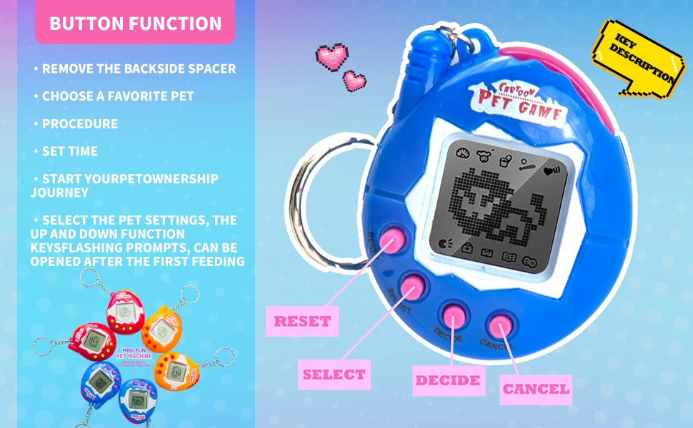 6-48PCS Virtual Pet Keychain Digital Pet Electronic Handheld Game Video Game Party Birthday Nostalgic 90s