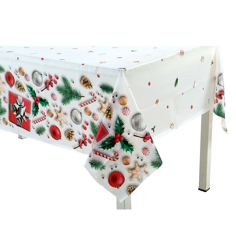 3PCS/Set Disposable Christmas Snowflake Tablecloth Plastic Red Green Buffalo Plaid Table Cover for Christmas Holiday Party Decor