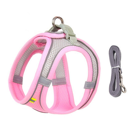Conjunto de Coleira e Peitoral para Cães Pequenos Ajustável Peitoral Colete para Cães e Gatos Filhotes Bulldog Francês Chihuahua Pug Caminhada ao Ar Livre Guia Coleira