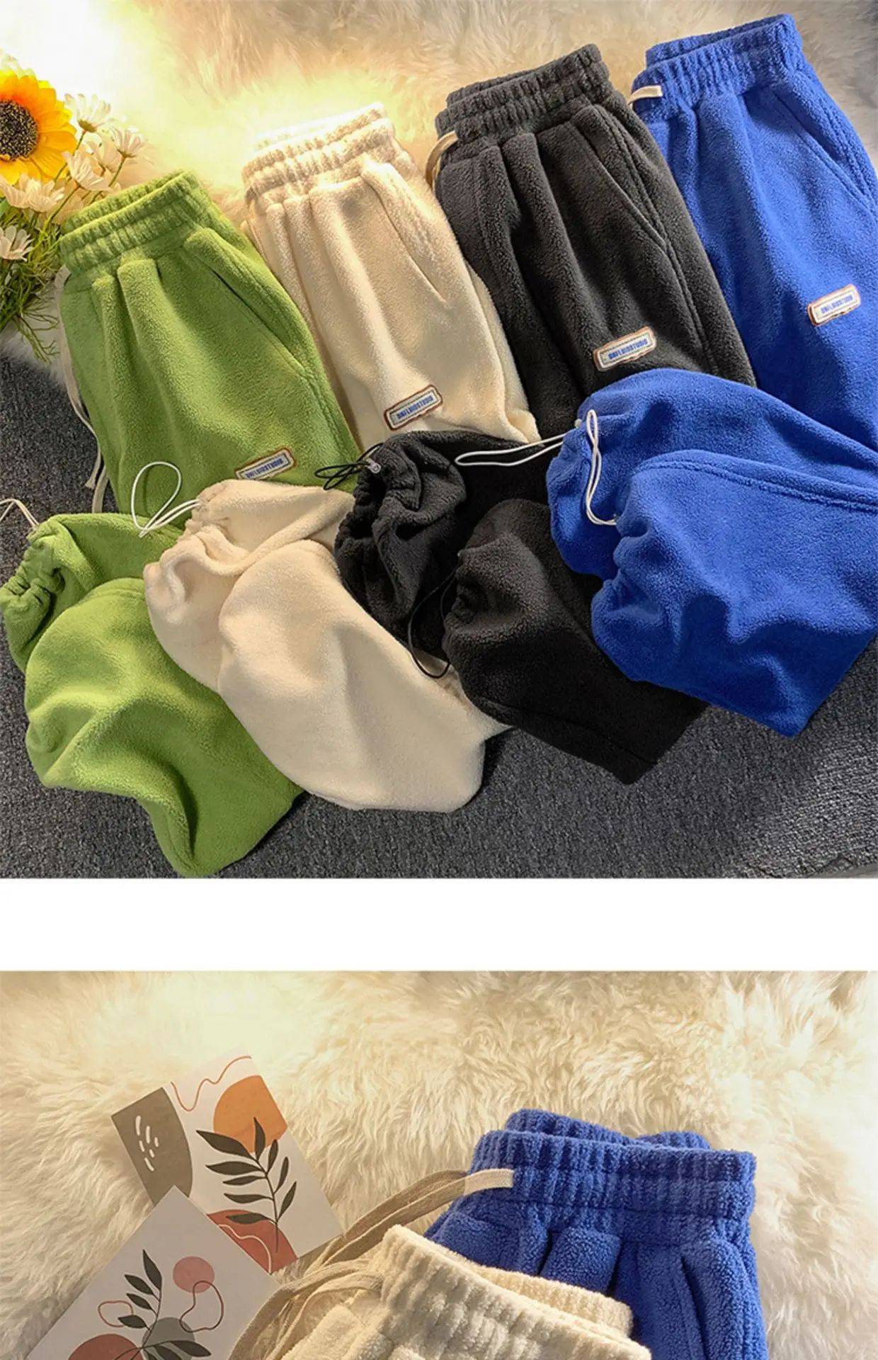 Lamb Velvet Thickened Fleece Women's Casual Pants Autumn Winter Warm Outdoor Wear Loose Fit Sports Trousers